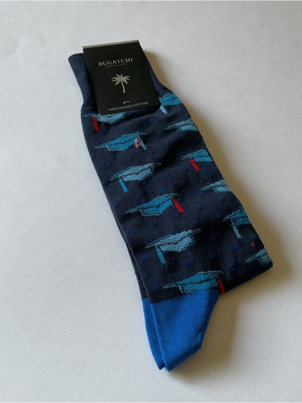 BUGATCHI MENS COTTON SOCKS GRADUATION THEME BLUE CAPS RED TASSELS OS NWT
